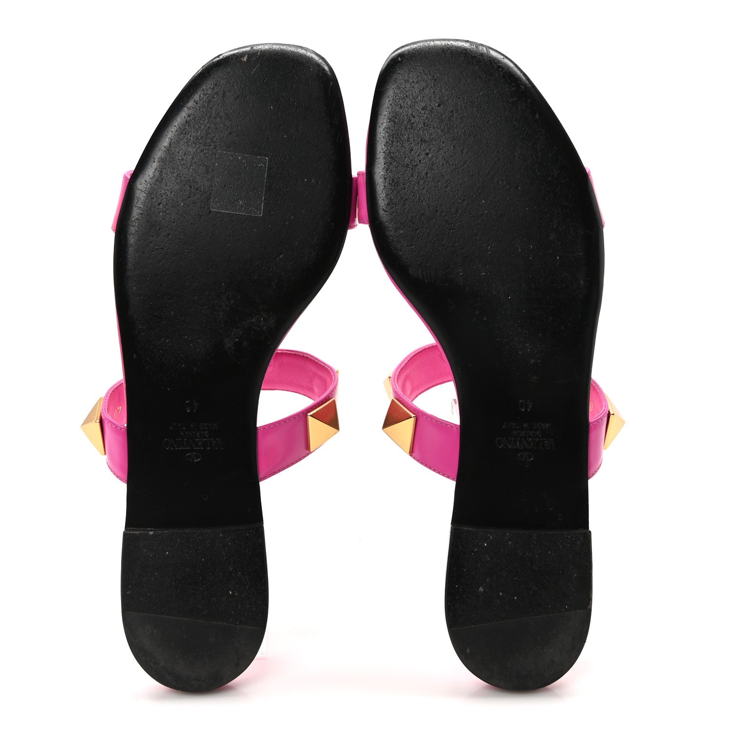 Valentino Garavani Calfskin Roman Stud Flat Sandals 40 Feminine Pink 6 of 9