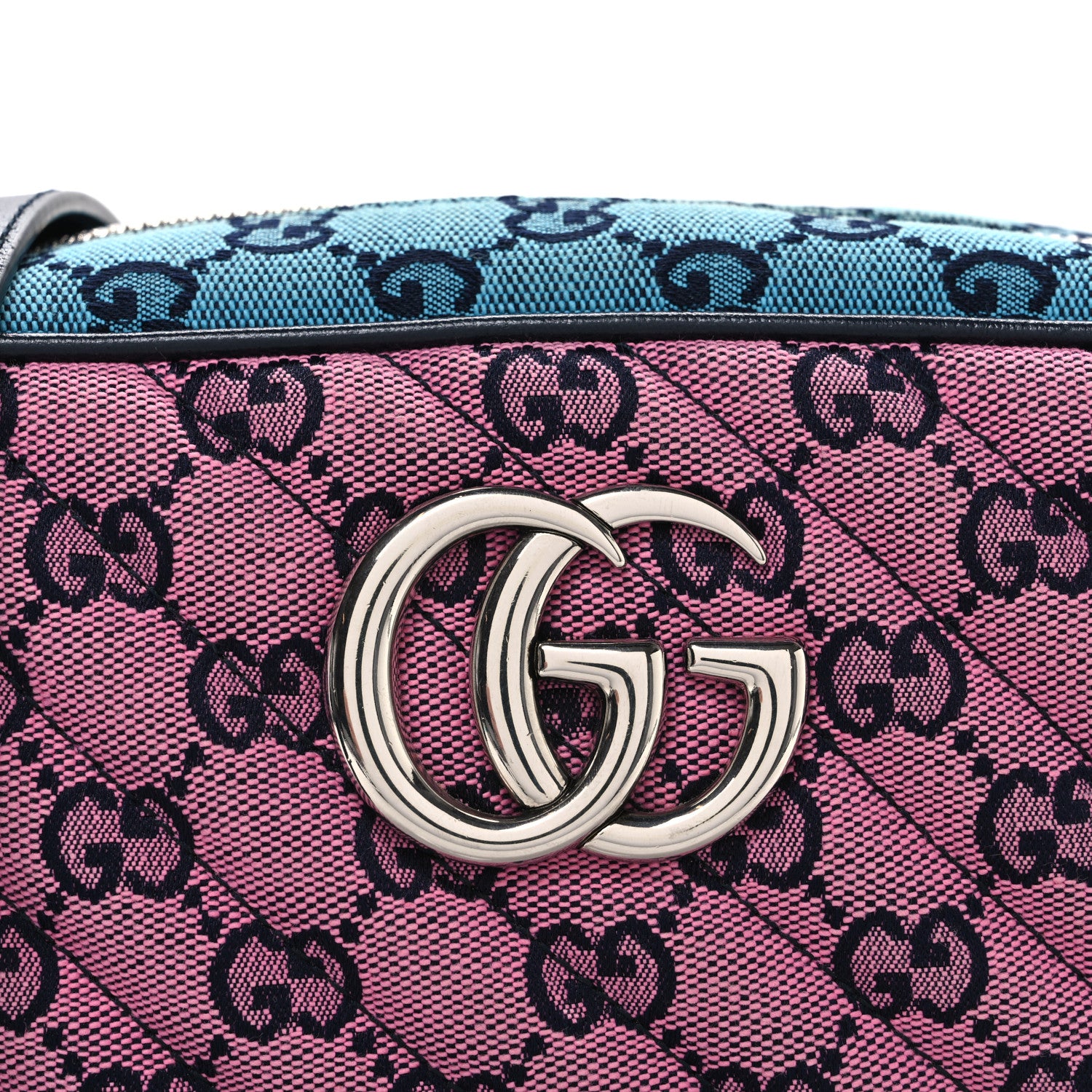 Gucci Monogram Multicolor Matelasse Diagonal Small GG Marmont Chain Shoulder Bag Pink Blue Green Red Light Blue 8 of 10