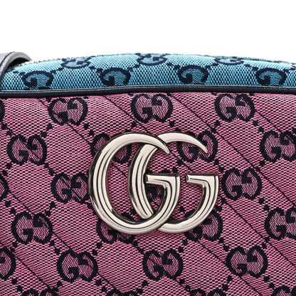 Gucci Monogram Multicolor Matelasse Diagonal Small GG Marmont Chain Shoulder Bag Pink Blue Green Red Light Blue 8 of 10