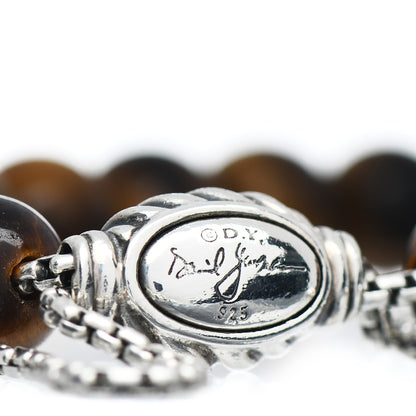 David Yurman Sterling Silver Tiger's Eye 8mm Spiritual Beads Adjustable Bracelet 4 of 4