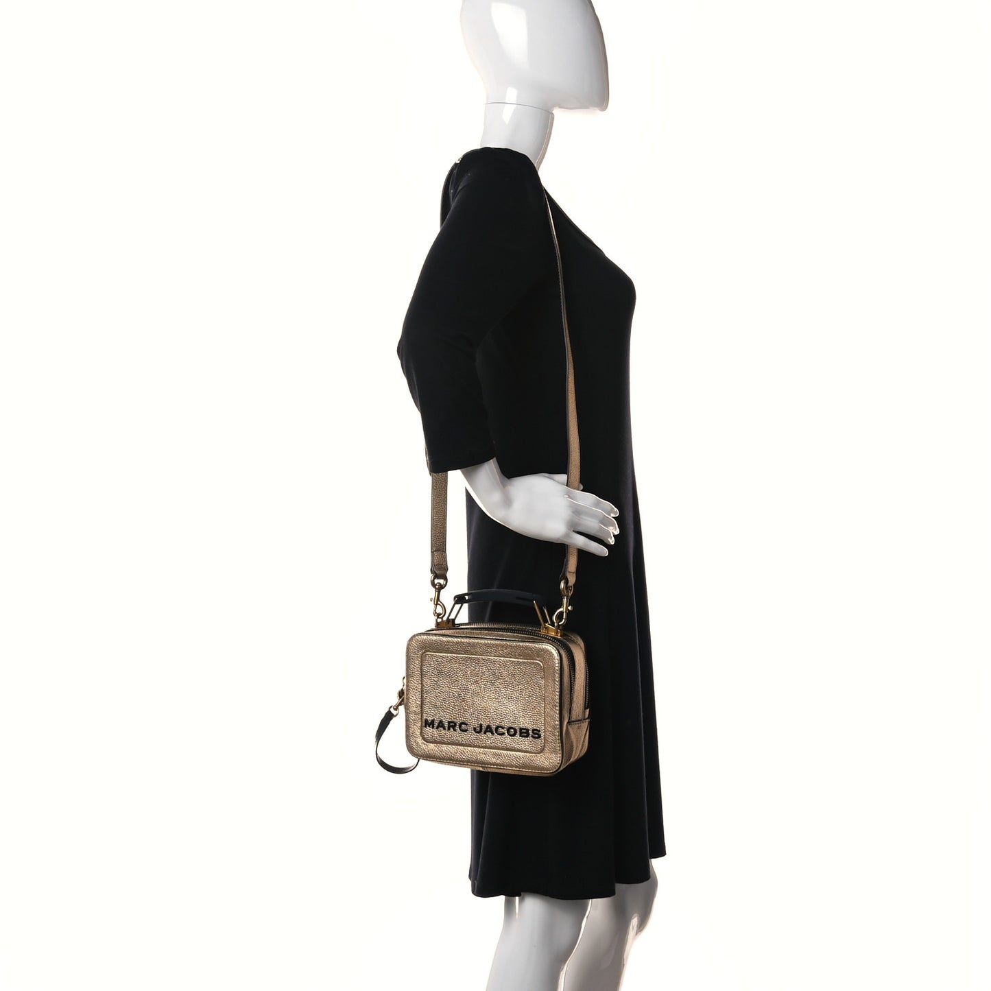 Metallic Calfskin The Box 20 Crossbody Gold
