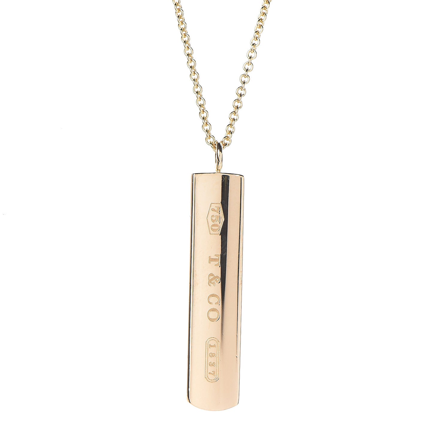 18K Yellow Gold 1837 Bar Pendant Necklace