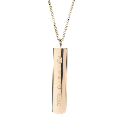 Tiffany 18K Yellow Gold 1837 Bar Pendant Necklace 4 of 8