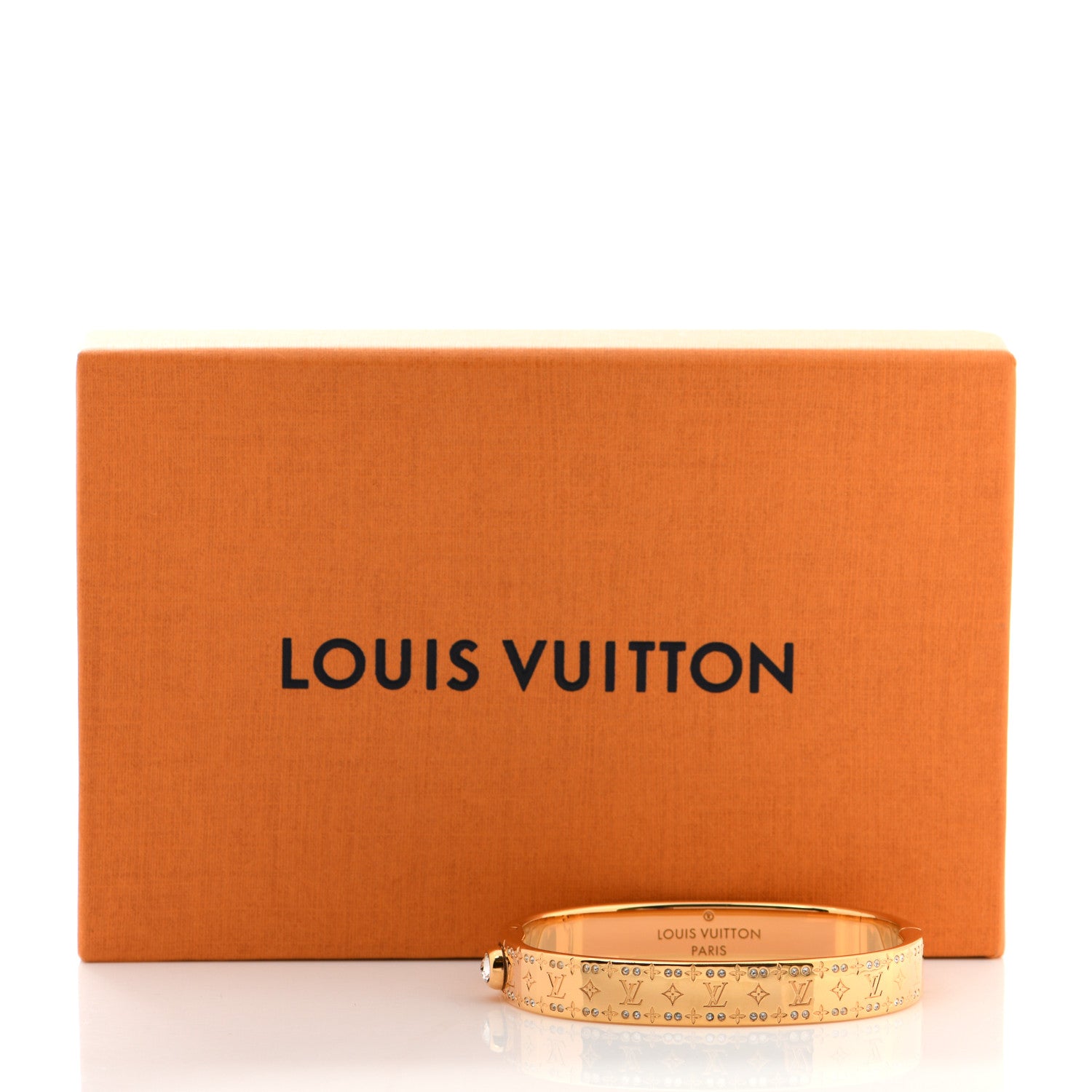 Louis Vuitton Brass Crystal Monogram Nanogram Strass Cuff S Gold 6 of 6