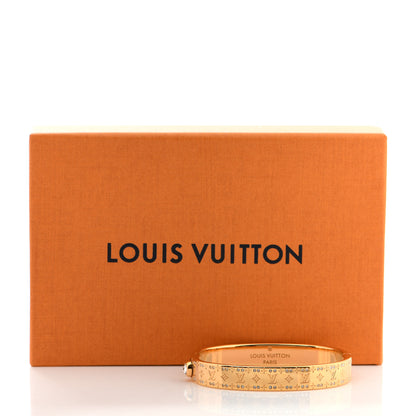 Louis Vuitton Brass Crystal Monogram Nanogram Strass Cuff S Gold 6 of 6