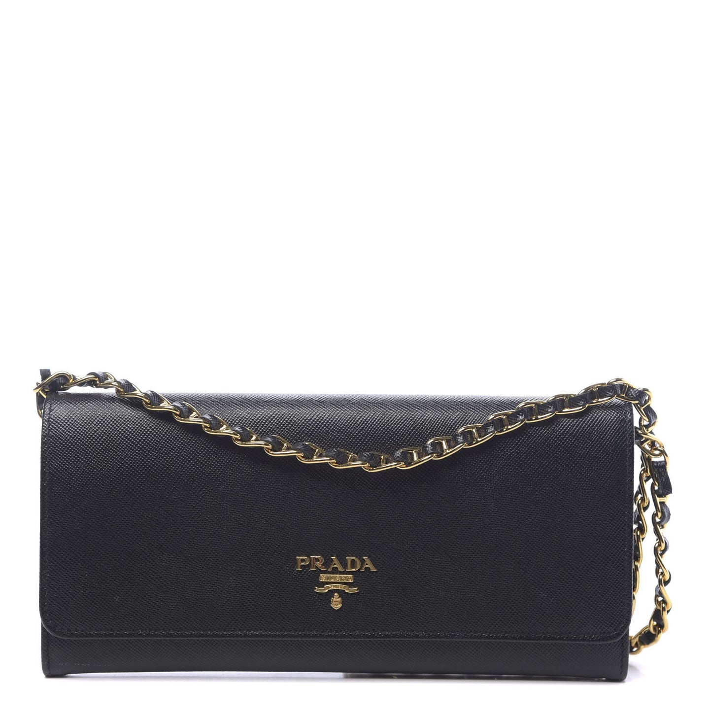 Saffiano Metal Oro Chain Wallet Black