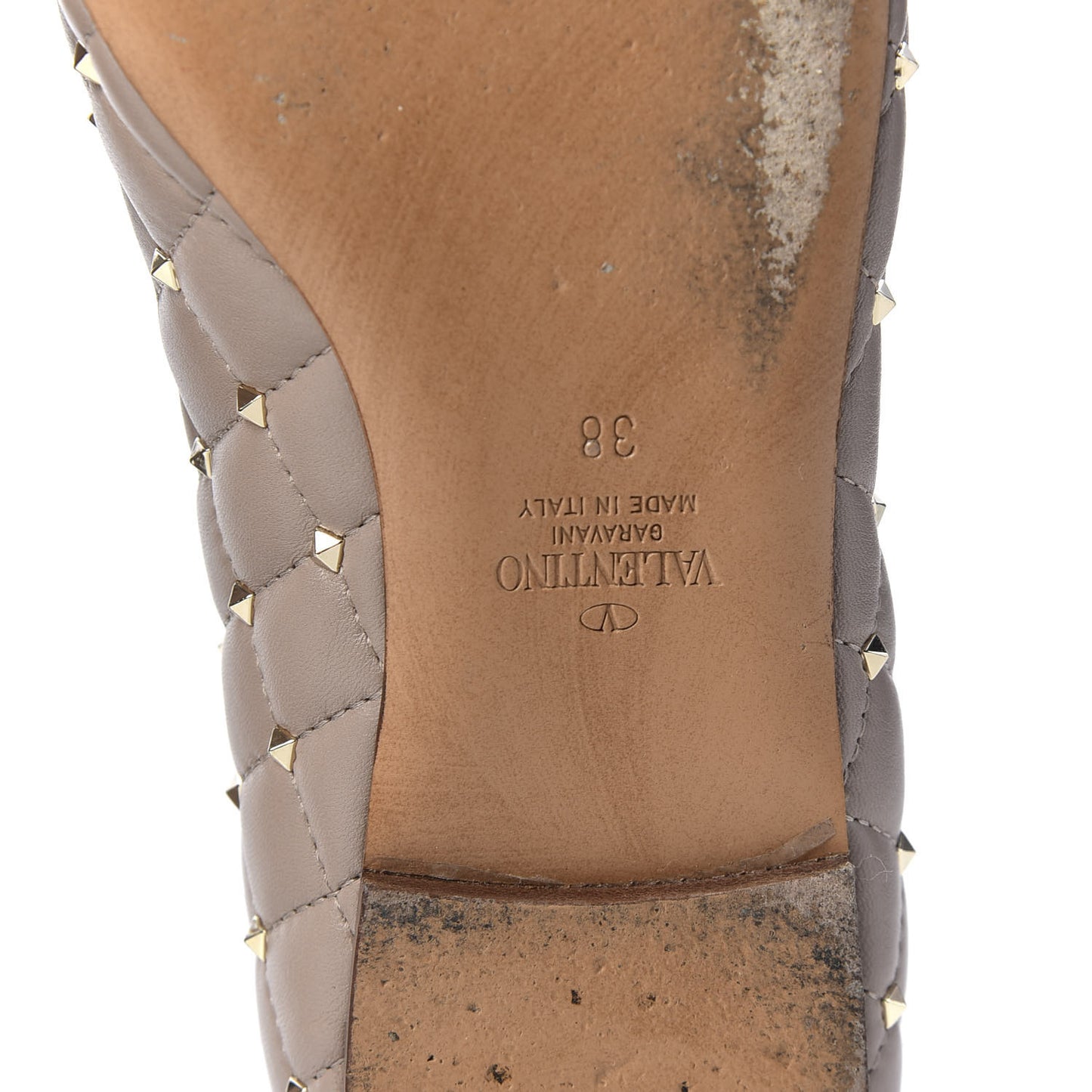 Nappa Rockstud Spike Ballerina Flats 38 Poudre