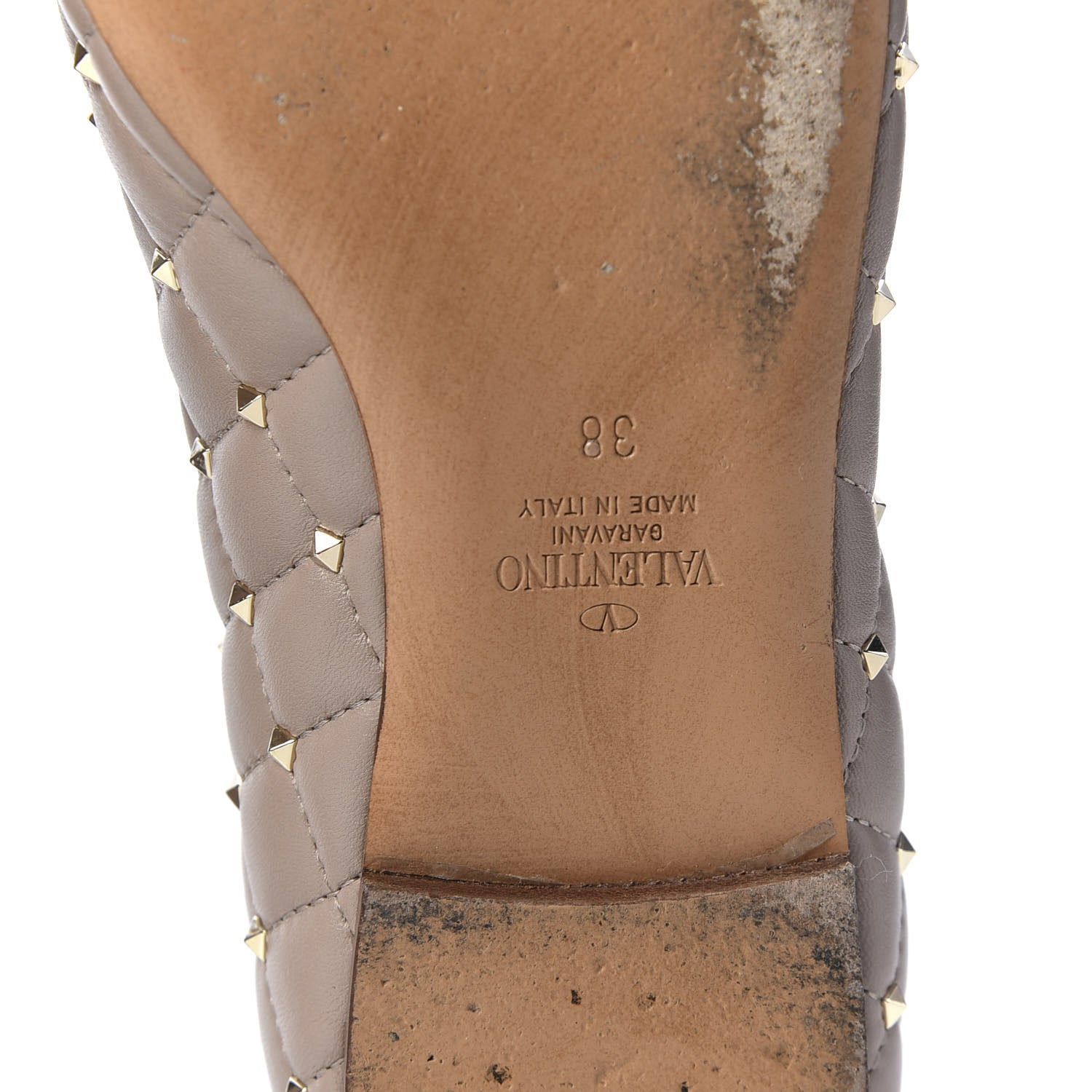 Valentino Garavani Nappa Rockstud Spike Ballerina Flats 38 Poudre 8 of 9