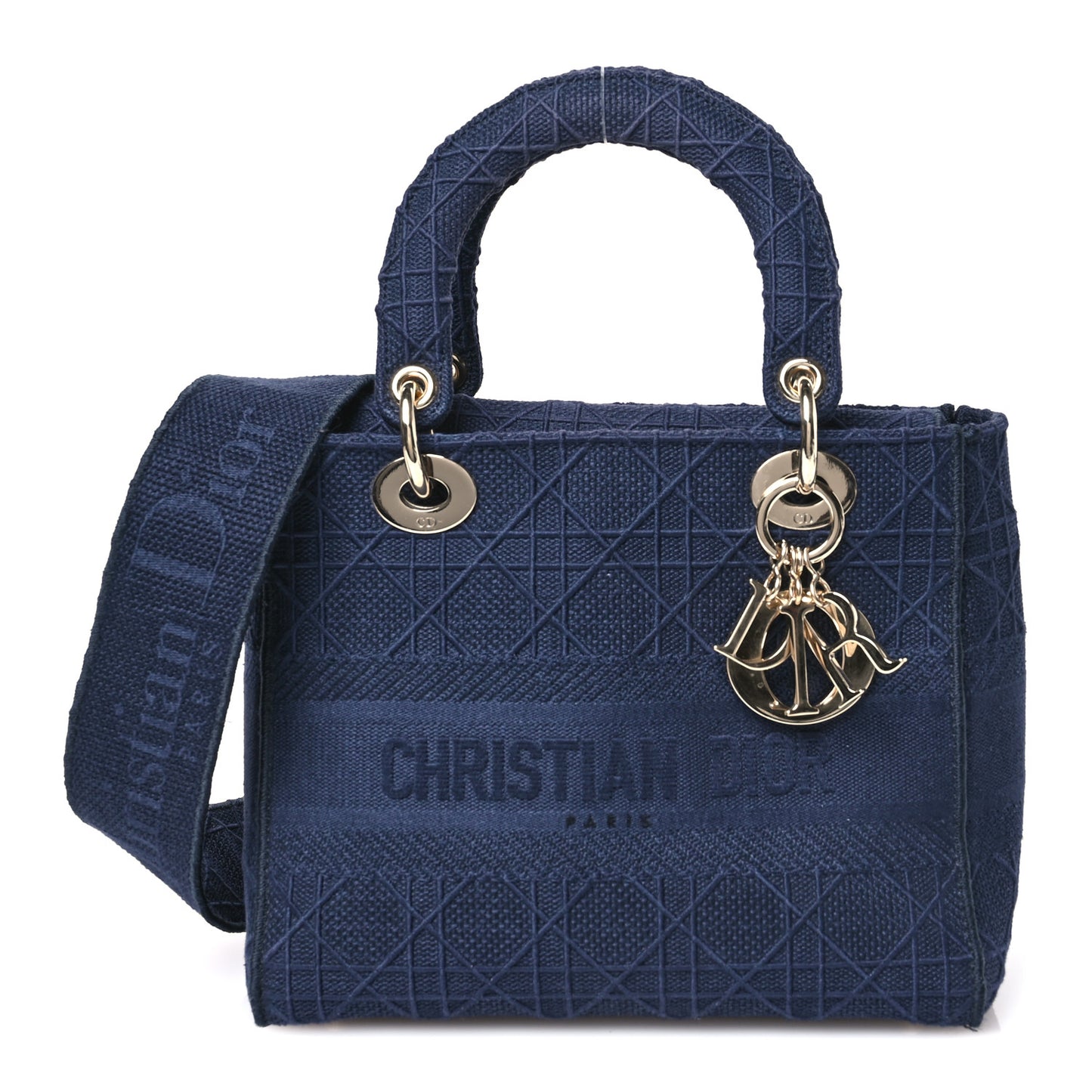 Canvas Embroidered Cannage Medium Lady D-Lite Navy