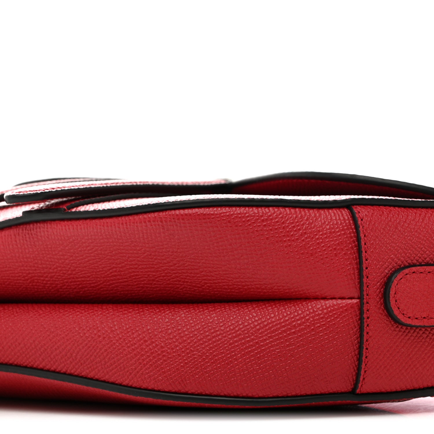 Christian Dior Grained Calfskin Saddle Bag With Strap Cherry Red 10 of 11