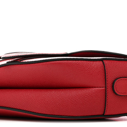 Christian Dior Grained Calfskin Saddle Bag With Strap Cherry Red 10 of 11