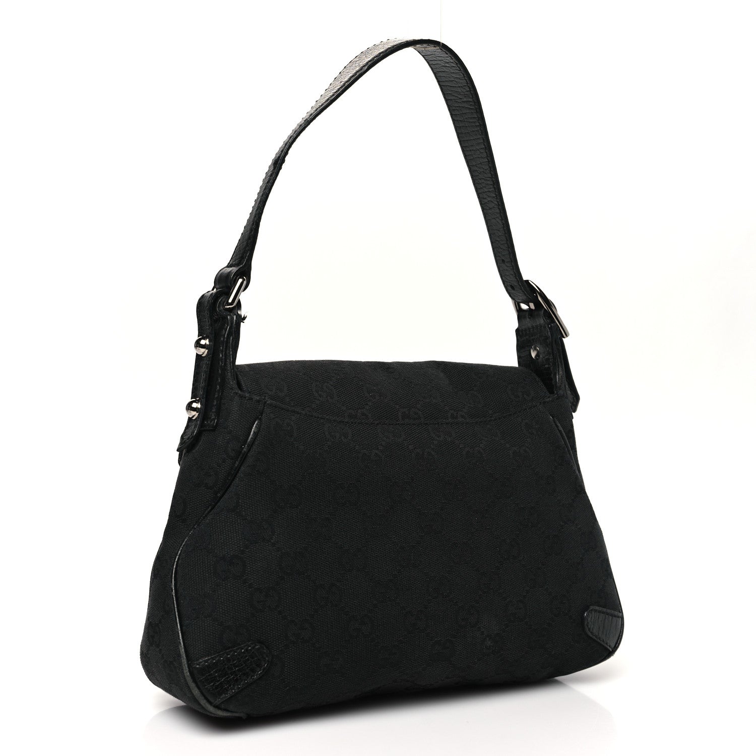 Gucci Monogram Horsebit Chain Flap Bag Black 2 of 14