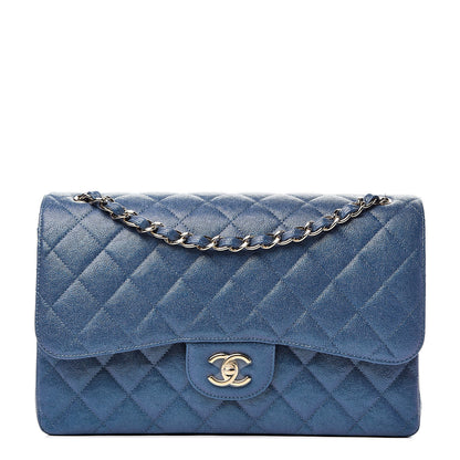Chanel Iridescent Caviar Quilted Jumbo Double Flap Dark Blue 1 of 13