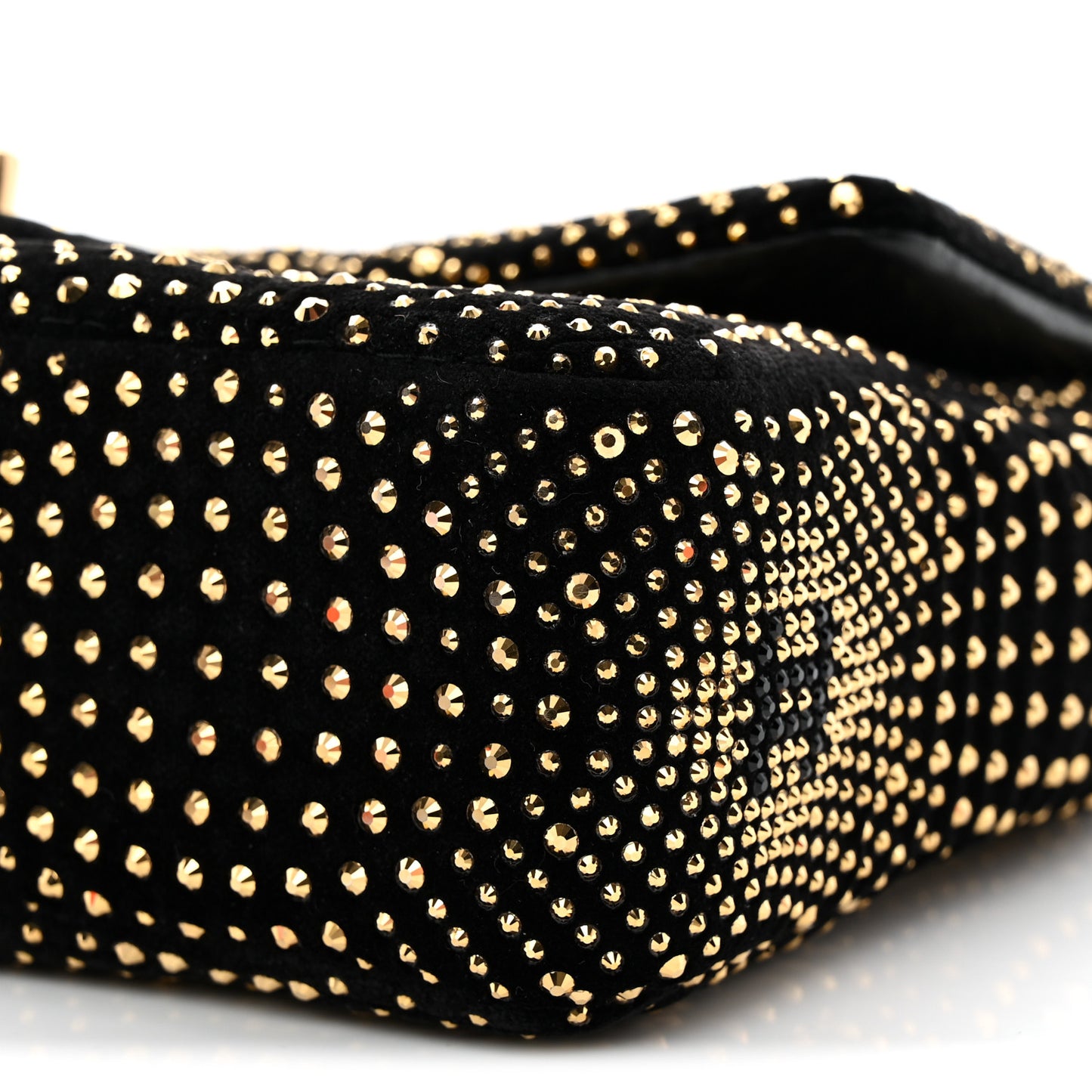 Velvet Strass Evening Flap Bag Black Gold