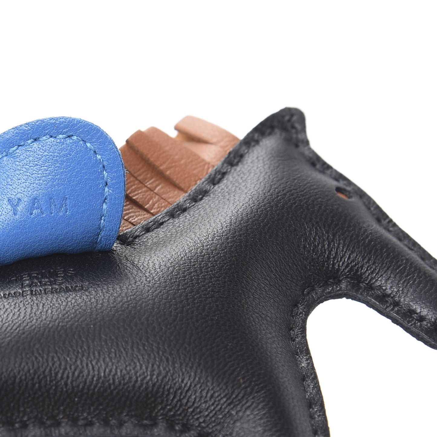 Milo Lambskin Grigri Rodeo Horse Bag Charm PM Black Gold Bleu Zanzibar