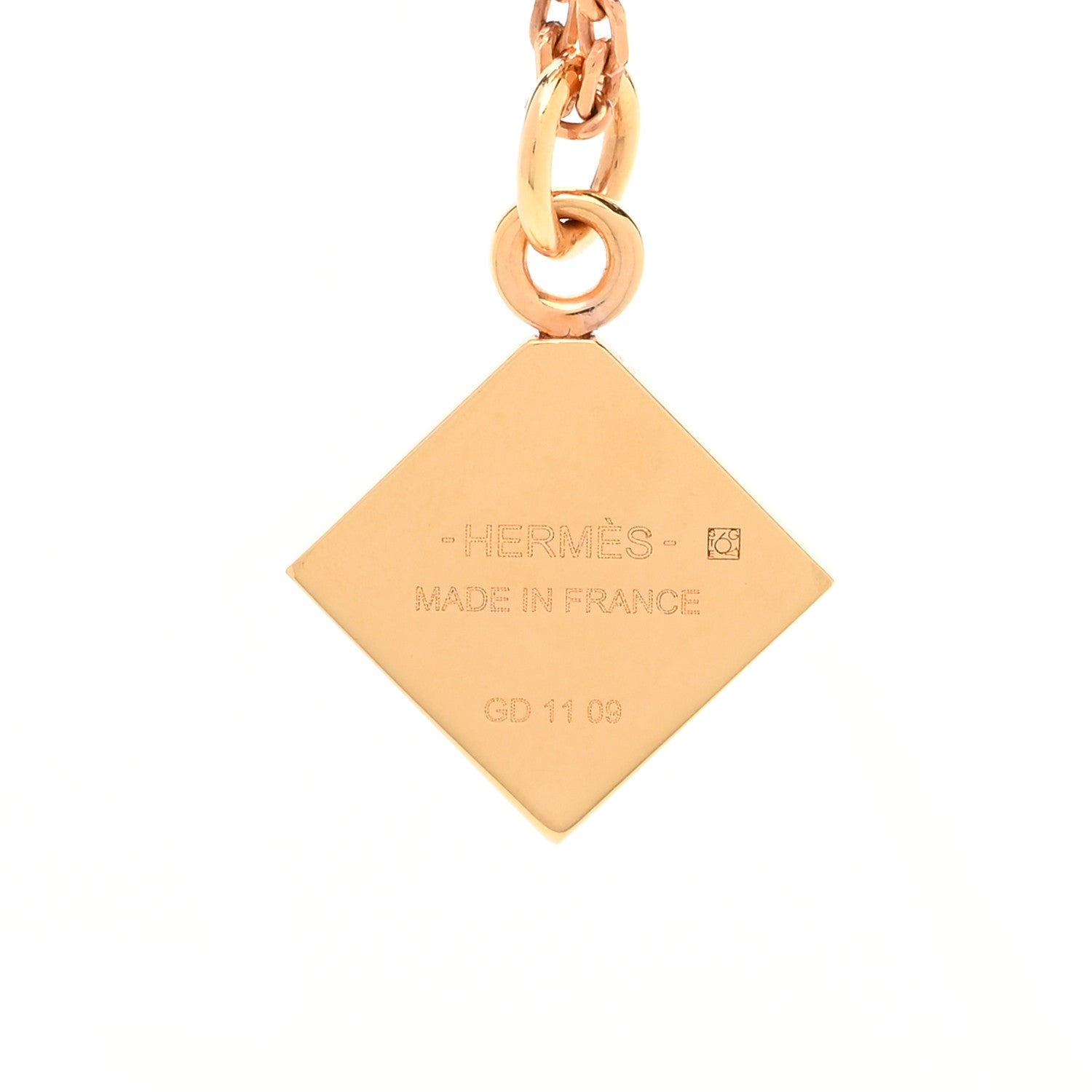Hermes Rose Gold Plated Medor Pendant Necklace Blanc 6 of 7