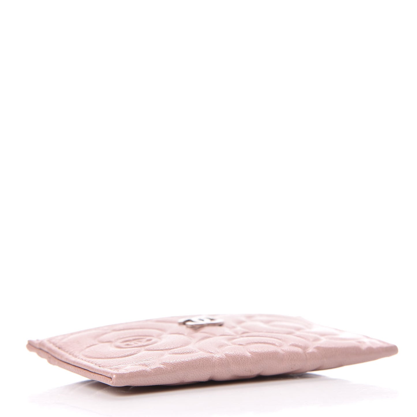 Goatskin Camellia Embossed Card Holder Light Pink