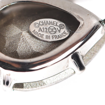 Chanel Crystal CC Tear Drop Earrings Silver 4 of 5