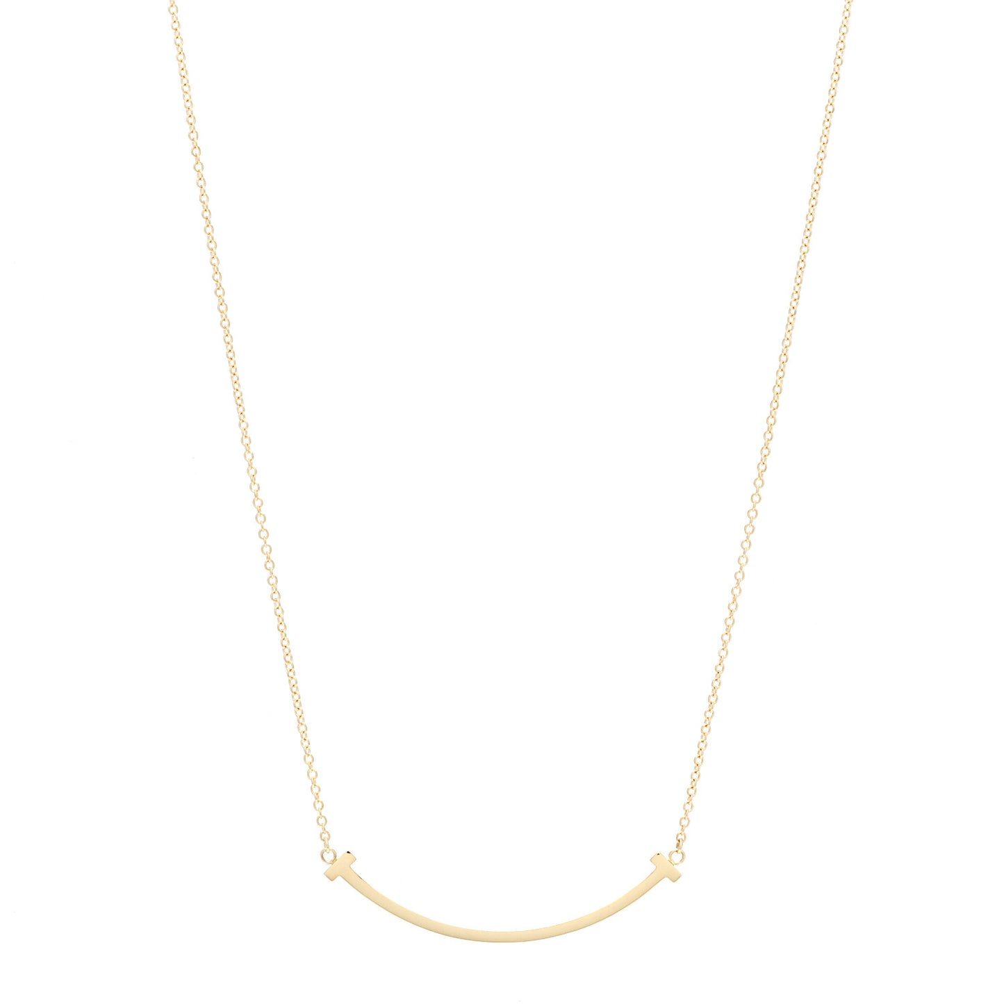 18K Yellow Gold Small T Smile Pendant Necklace