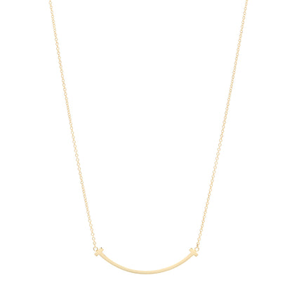 Tiffany 18K Yellow Gold Small T Smile Pendant Necklace 1 of 5