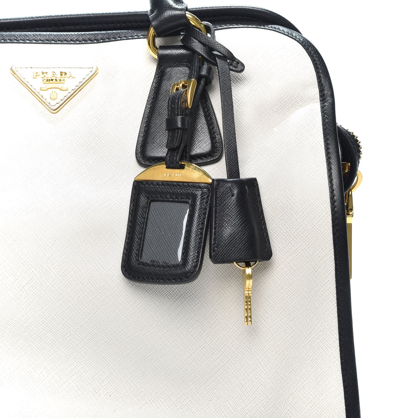 Saffiano Soft Bi-Color Tote Black White