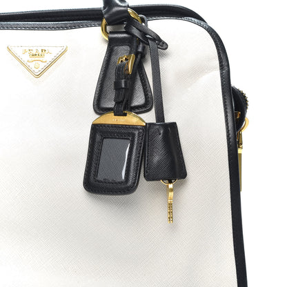 Prada Saffiano Soft Bi-Color Tote Black White 10 of 11
