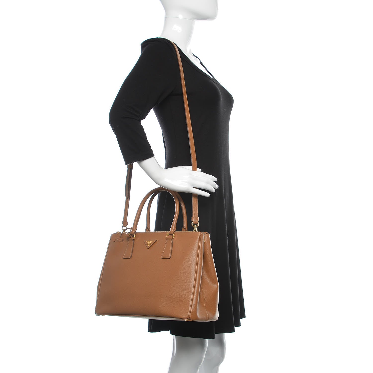 Prada Saffiano Medium Galleria Double Zip Tote Caramel 2 of 11