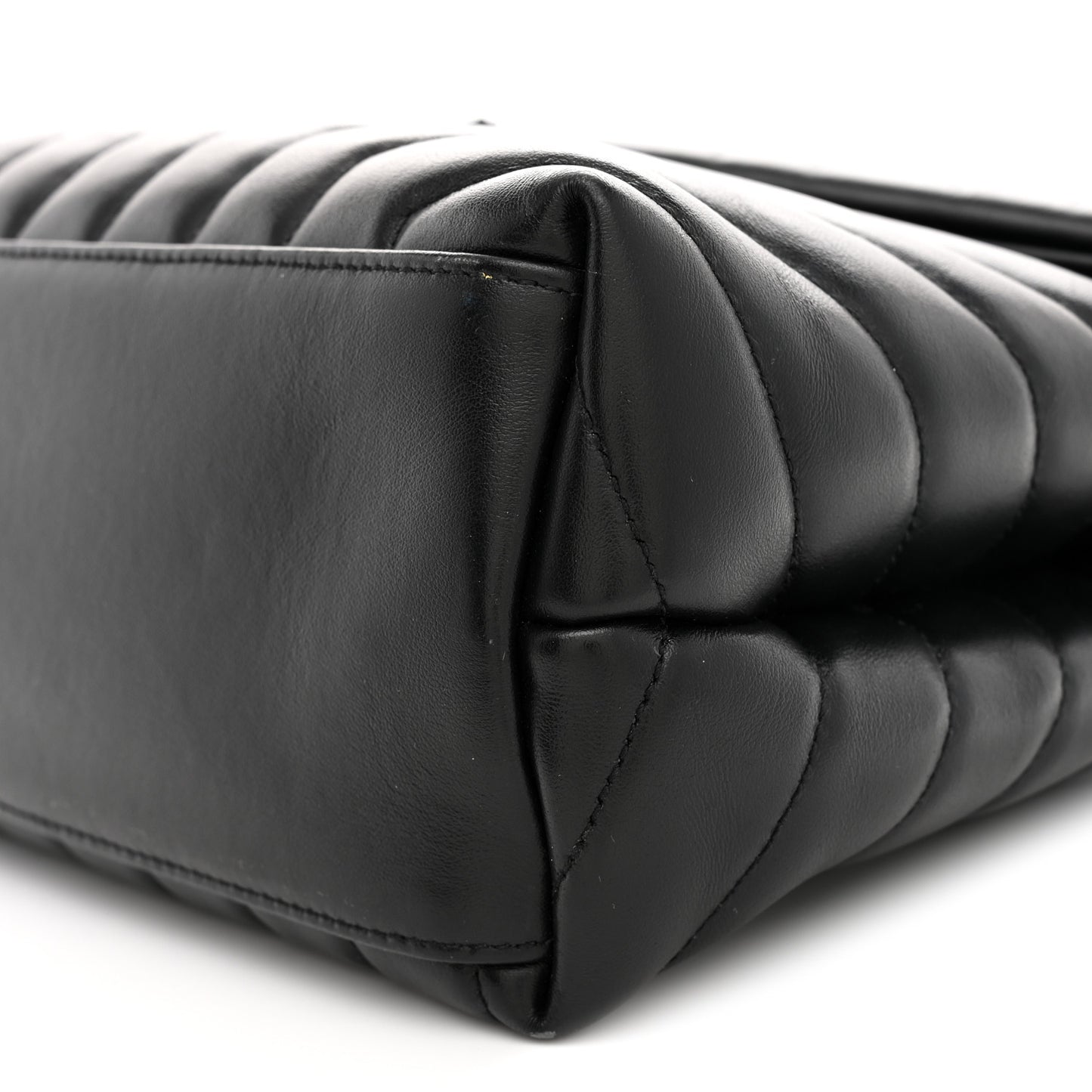 Calfskin Y Quilted Monogram Monochrome Medium Loulou Chain Satchel Black