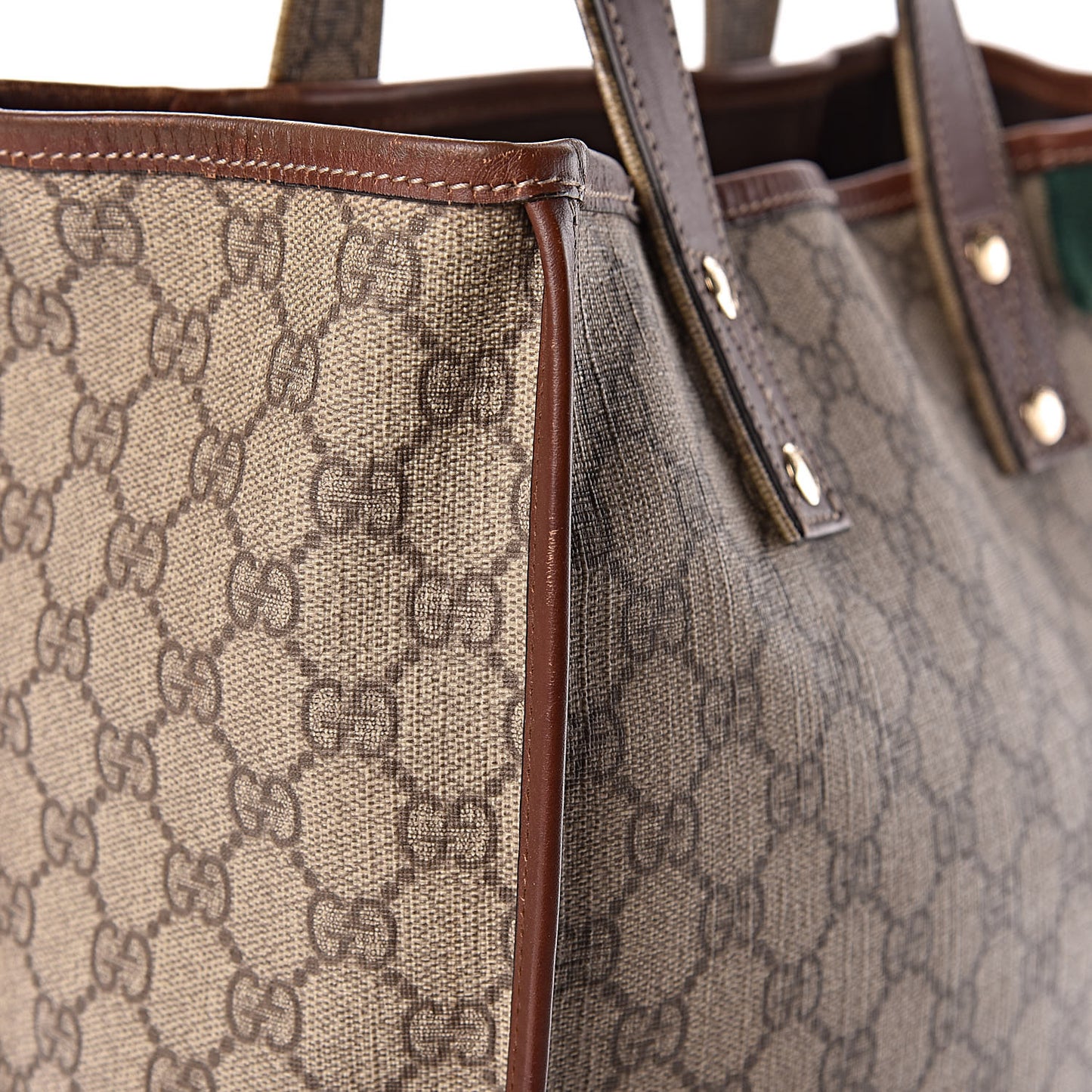 GG Plus Monogram Small Signature Web Loop Vertical Tote Light Brown