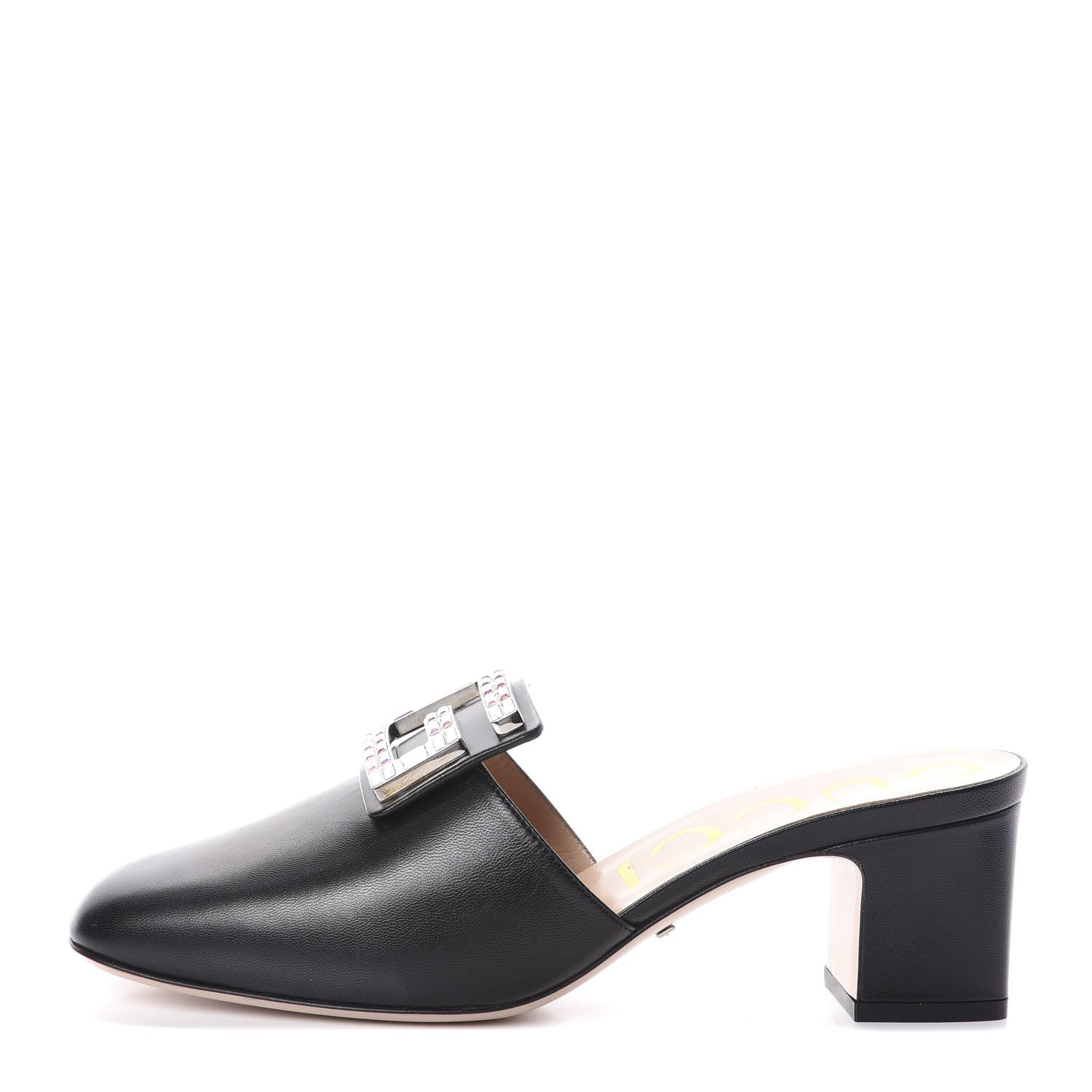 Gucci Malaga Kid Crystal Square G Madelyn Mules 38.5 Black 1 of 7