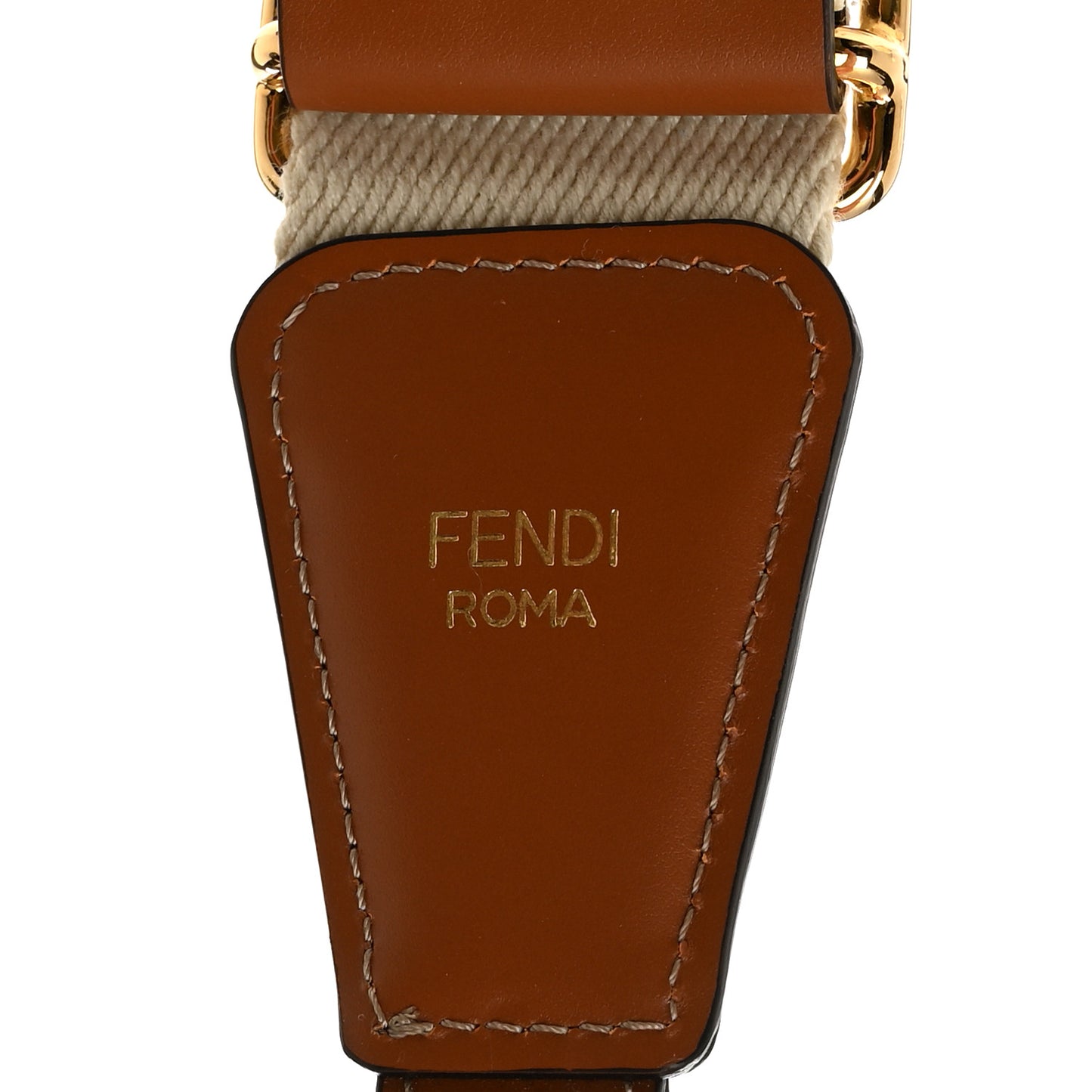 Jacquard Ribbon Vitello King FF Bi-Color Intreccio Adjustable Strap You Beige Tan