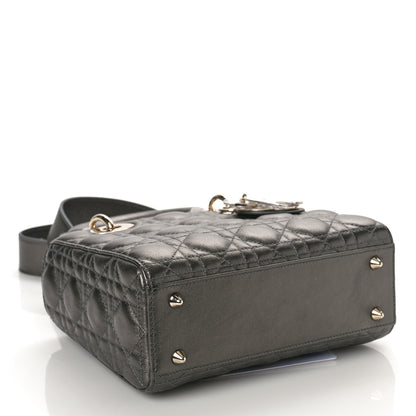 Christian Dior Metallic Grained Calfskin Cannage My ABCDior Lady Dior Gunmetal 4 of 8