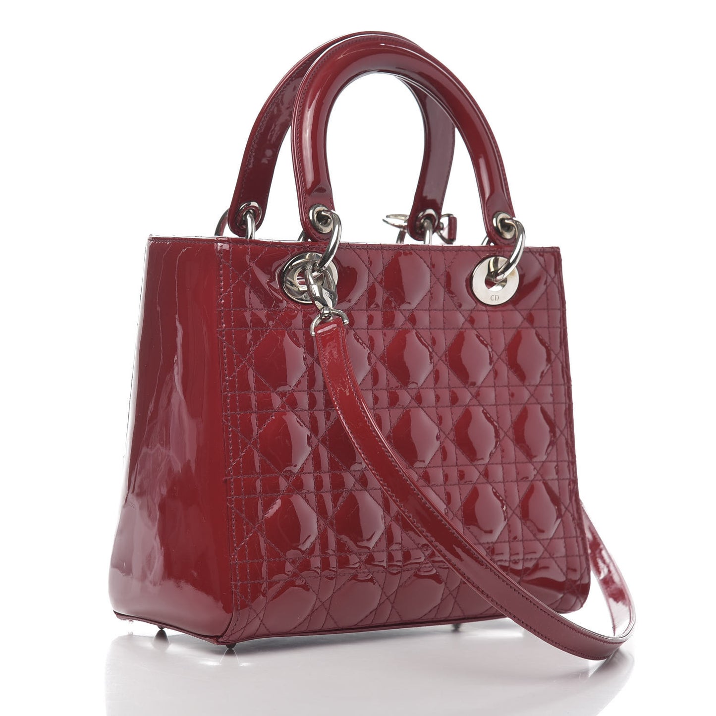 Patent Cannage Medium Lady Dior Burgundy Red