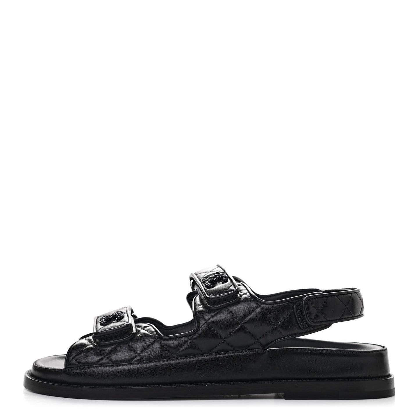 Lambskin Velcro Dad Sandals 40 Black