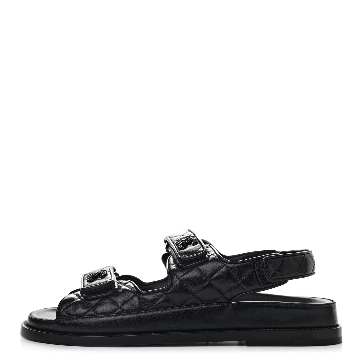 Chanel Lambskin Velcro Dad Sandals 40 Black 1 of 10