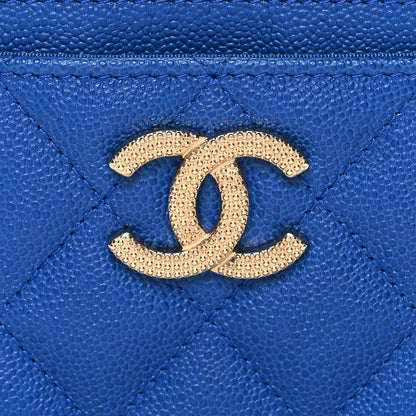 Chanel Caviar Quilted Studded CC Card Holder Blue 9 of 9