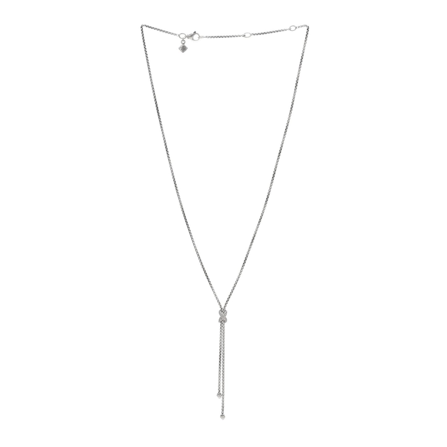 Sterling Silver Diamond Petite X Lariat Necklace