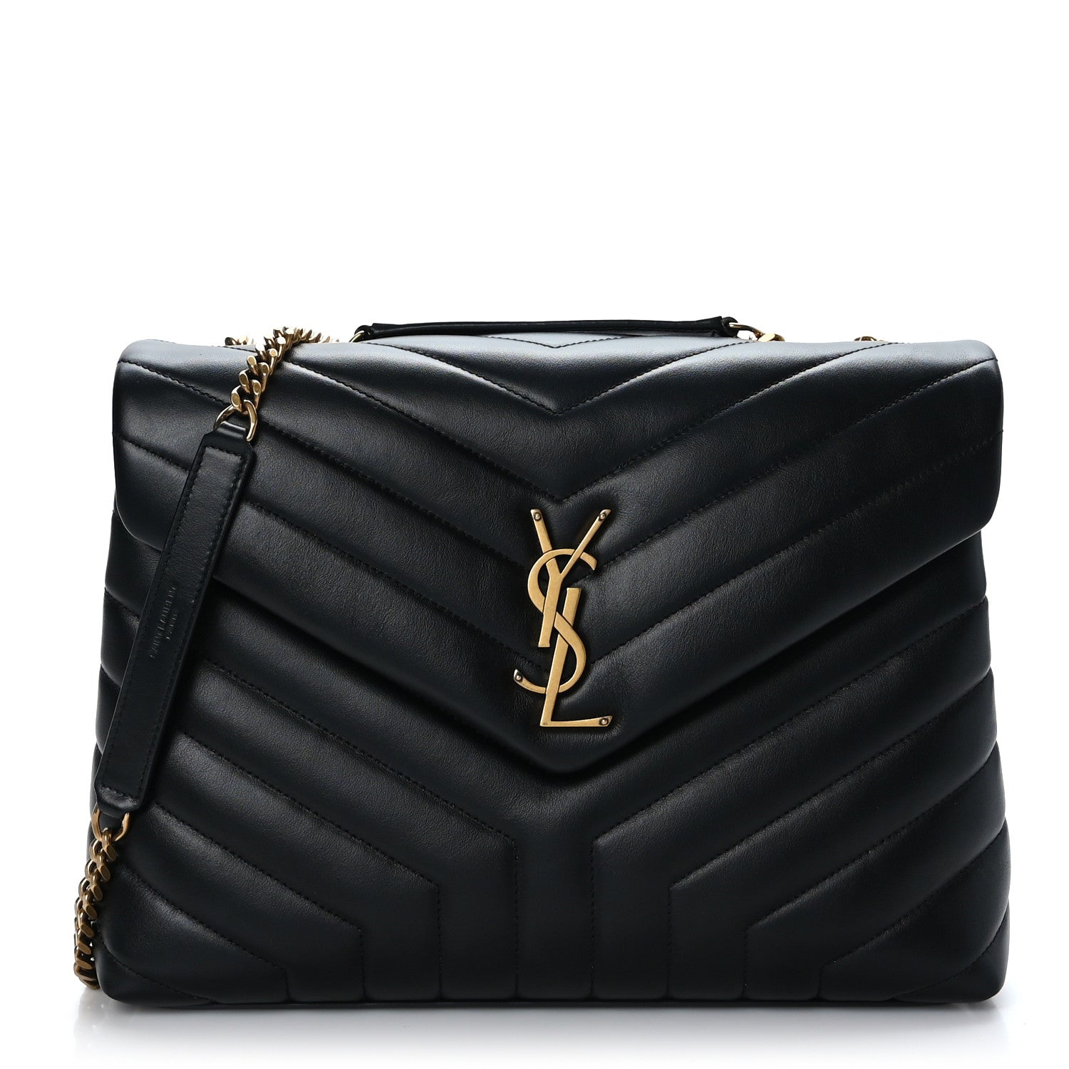 Saint Laurent Calfskin Y Quilted Monogram Medium Loulou Chain Satchel Black 1 of 9