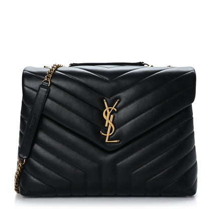 Saint Laurent Calfskin Y Quilted Monogram Medium Loulou Chain Satchel Black 1 of 9