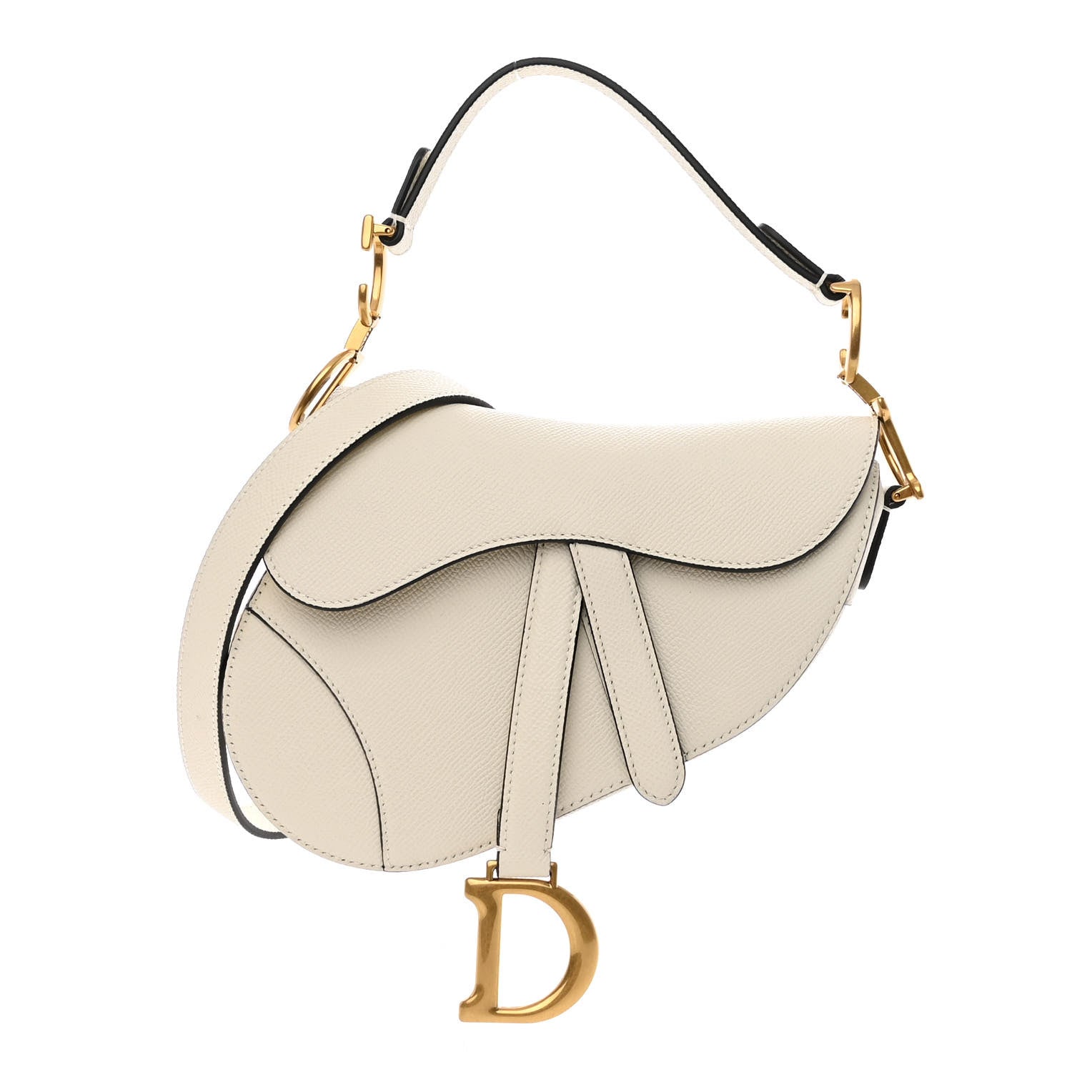 Christian Dior Grained Calfskin Mini Saddle Bag With Strap White 1 of 9