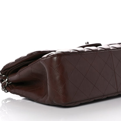 Chanel Lambskin Quilted Jumbo Double Flap Dark Brown 8 of 14