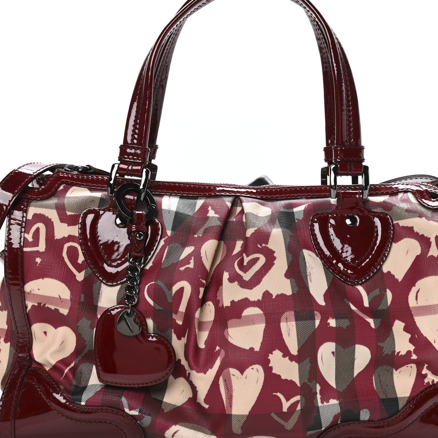 Burberry Nova Check Heart Print Pilgrim Satchel Berry 9 of 11