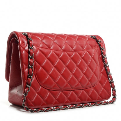 Chanel Lambskin Quilted Jumbo Double Flap Red 4 of 9
