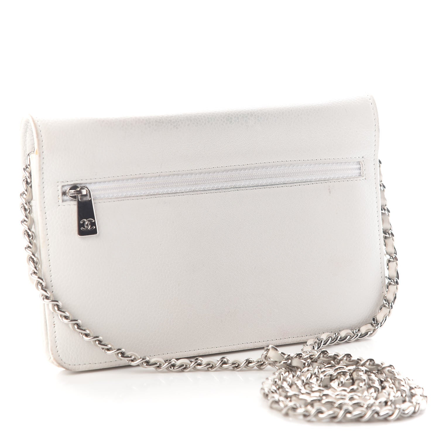 Chanel Caviar Timeless CC Wallet on Chain WOC White 3 of 14