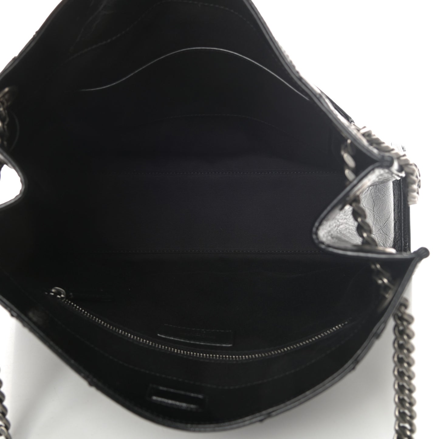 Crinkled Calfskin Matelasse Monogram Medium Niki Shopper Tote Black