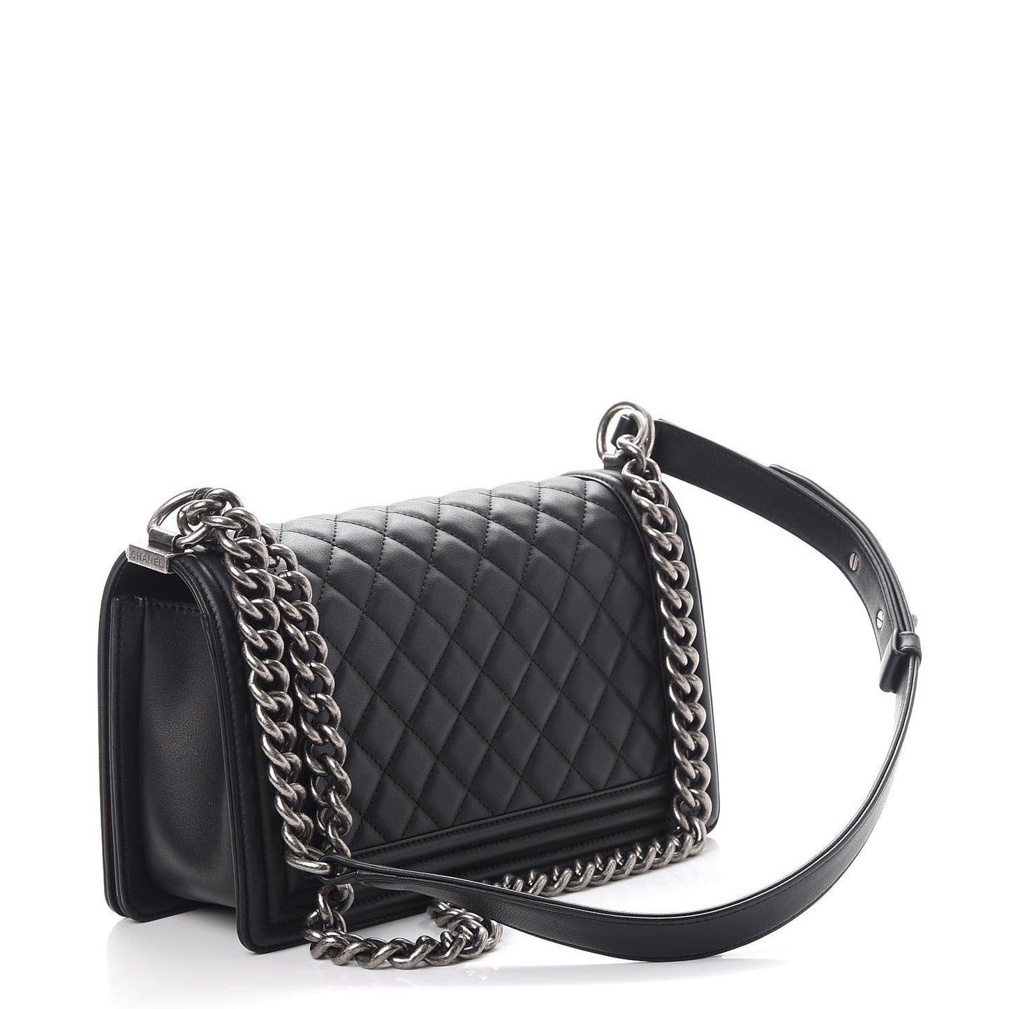 Calfskin Quilted Medium Boy Flap Black
