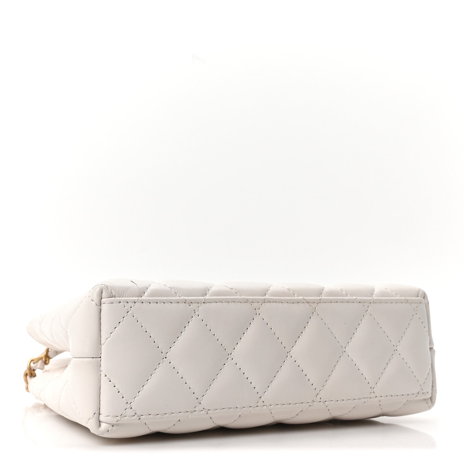 Chanel Shiny Aged Calfskin Quilted Nano Kelly Shopper White 4 of 11