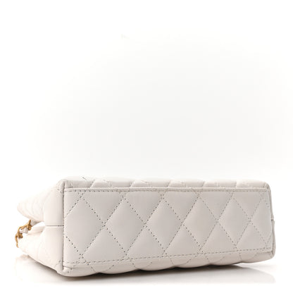 Chanel Shiny Aged Calfskin Quilted Nano Kelly Shopper White 4 of 11