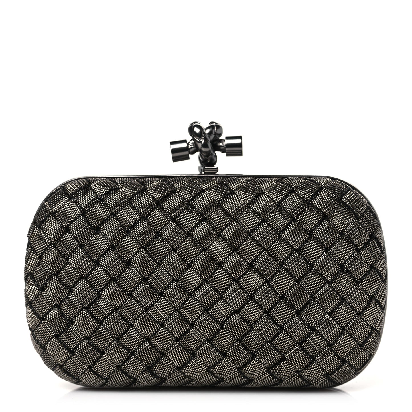 Metal Intrecciato Mesh Woven Knot Clutch Argento