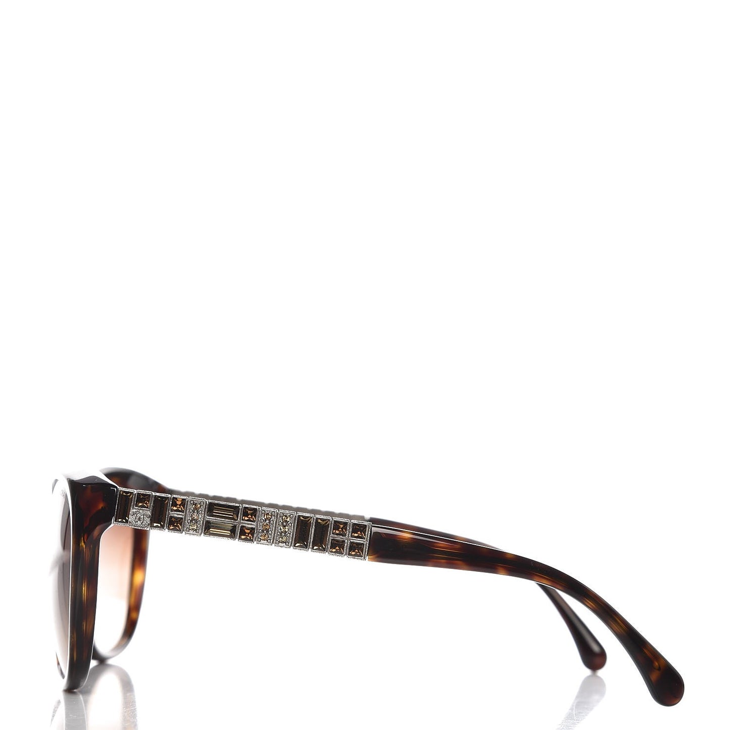 Crystal Baguette Cat Eye Sunglasses 5309-B Tortoise